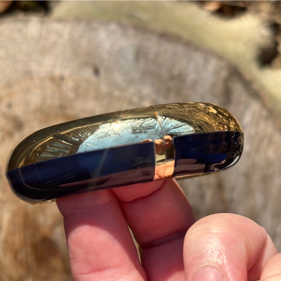 Gorgeous classic navy and gold cuff bracelet with hinged opening - Picture 5 of 9